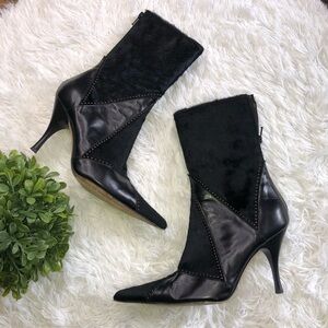 RARE Teatro Alla Scala Black Heel Black Leather Hair Booties HH